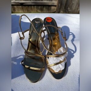 Nine West Metallic Gold Strappy Heels